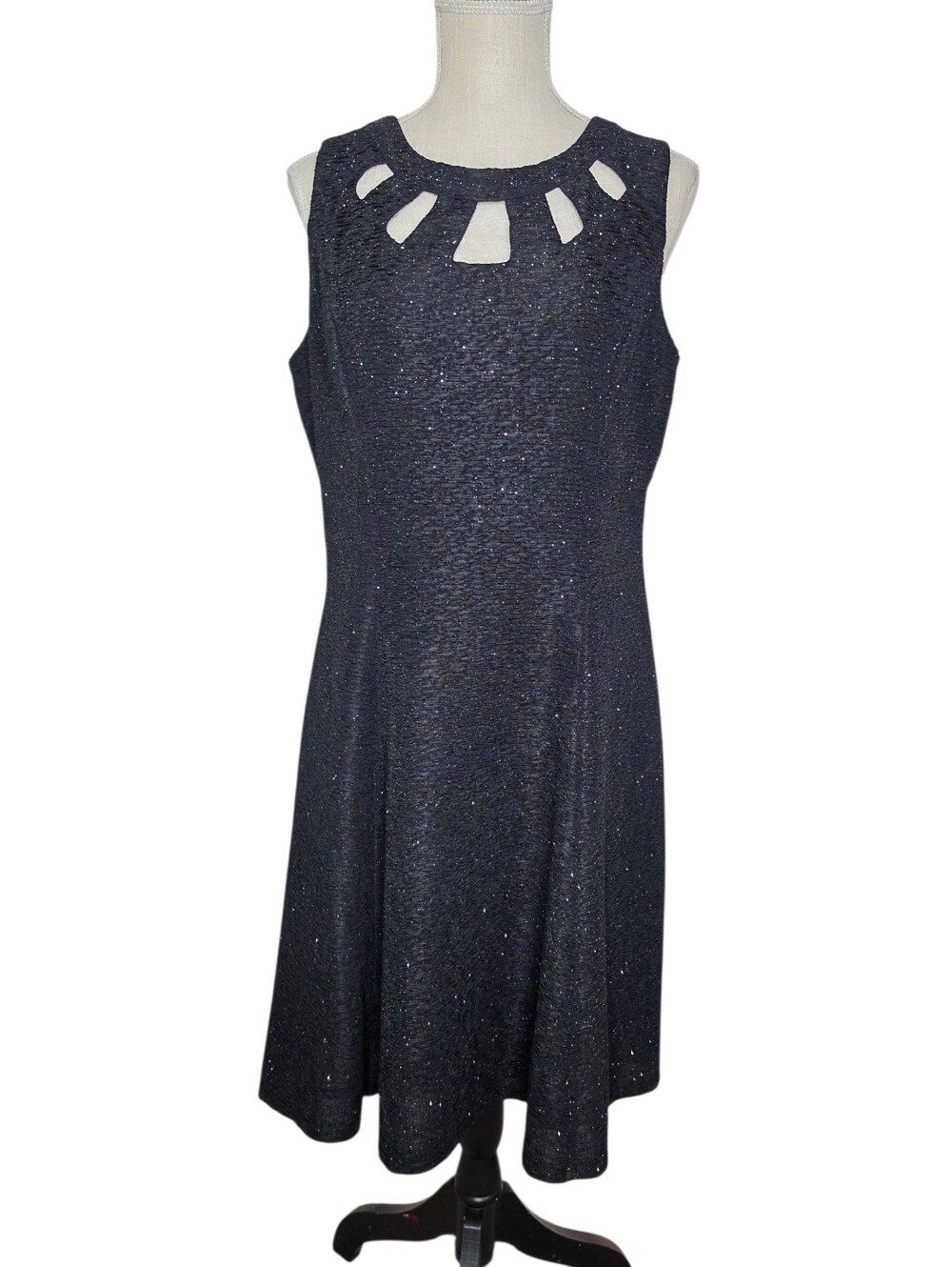 ALYX Black Sparkle A-Line Cutout Neckline Mini Cocktail Dress